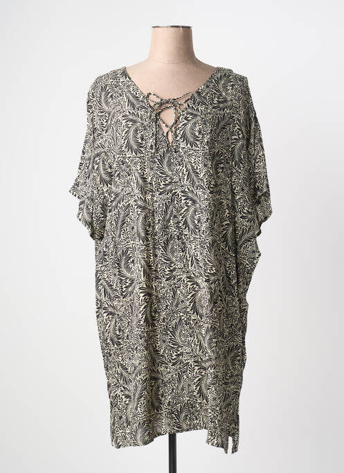 Rochie midi croială fluidă mâneci scurte bej BARANDI femme