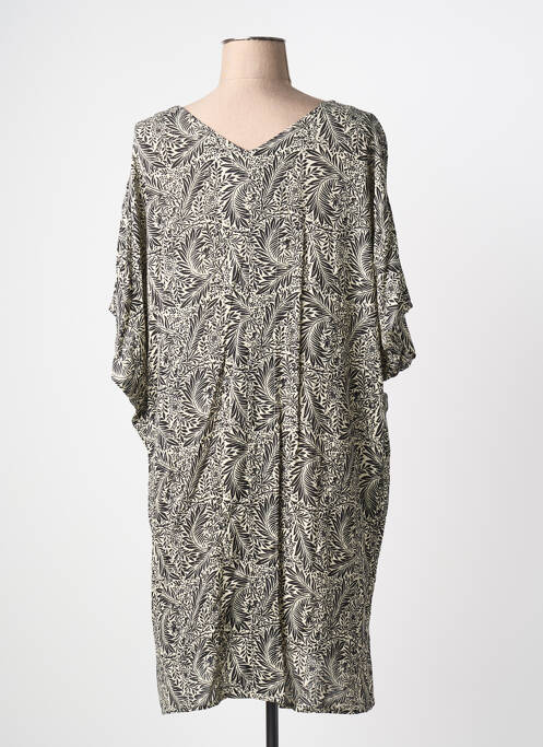 Rochie midi croială fluidă mâneci scurte bej BARANDI femme