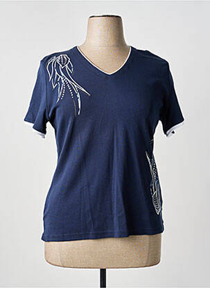 Tricou guler în v mâneci scurte albastru GREGORY PAT femeie