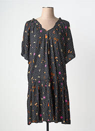 Rochie midi imprimeu fantezie mâneci scurte negru DES PETITS HAUTS femme