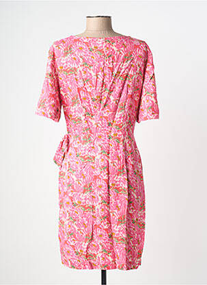 Rochie midi imprimeu floral mâneci scurte roz DES PETITS HAUTS femeie