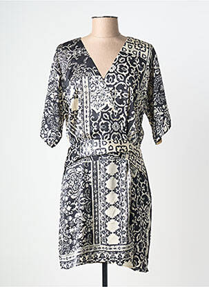 Rochie midi imprimeu fantezie mâneci lungi negru IKKS femeie