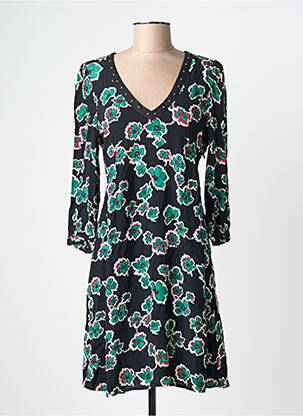 Rochie midi imprimeu floral mâneci lungi negru IKKS femeie