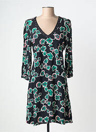 Rochie midi imprimeu floral mâneci lungi negru IKKS femme