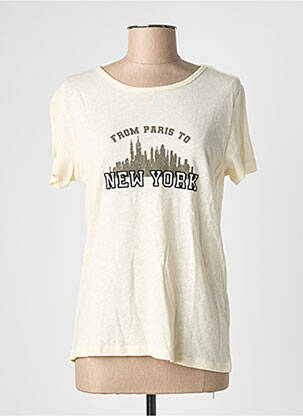 Tricou serigrafie mâneci scurte bej IKKS femeie