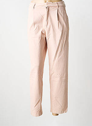 Pantalon chino țesătură poplin talie înaltă roz REIKO femeie