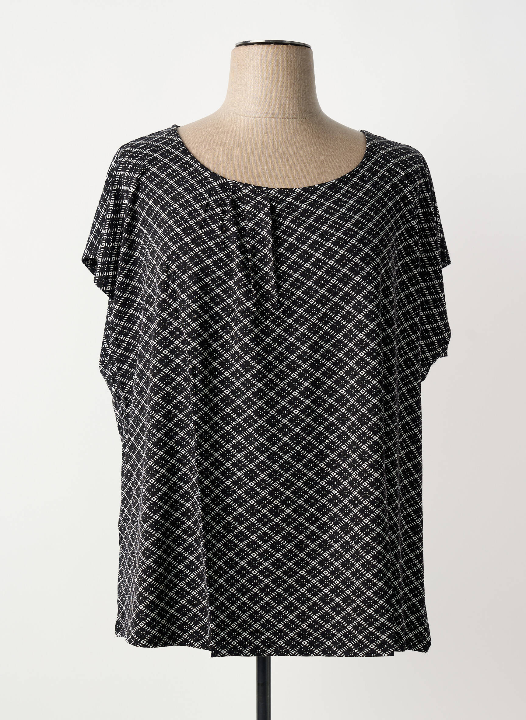 Tricou imprimeu fantezie mâneci scurte negru SHEEGO femeie