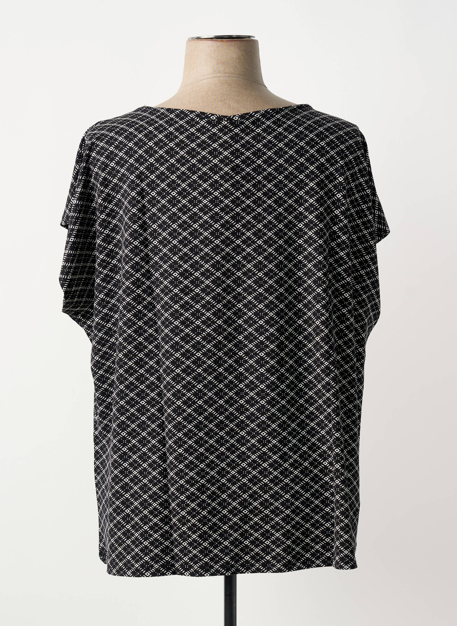 Tricou imprimeu fantezie mâneci scurte negru SHEEGO femeie