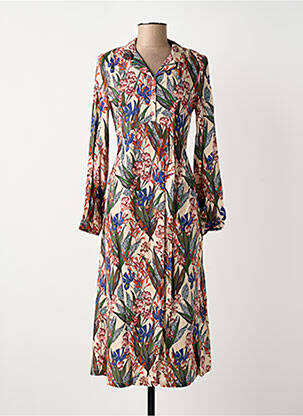 Rochie midi imprimeu floral mâneci lungi bej LE PETIT BAIGNEUR femeie