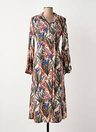 Rochie midi imprimeu floral mâneci lungi bej LE PETIT BAIGNEUR femme