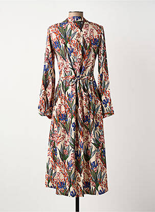 Rochie midi imprimeu floral mâneci lungi bej LE PETIT BAIGNEUR femeie