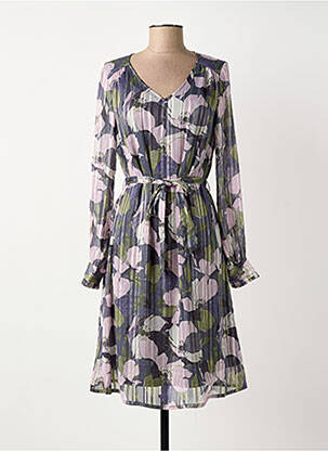 Rochie midi imprimeu floral mâneci lungi violet DAMART femeie