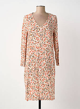 Rochie midi imprimeu floral mâneci lungi bej LE PETIT BAIGNEUR femeie