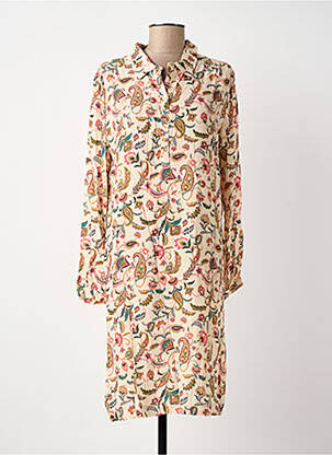 Rochie midi imprimeu floral mâneci lungi bej LE PETIT BAIGNEUR femeie