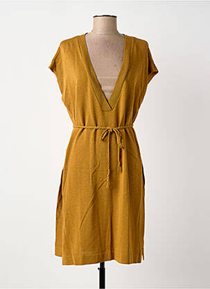 Rochie midi mâneci scurte mâneci scurte galben LE PETIT BAIGNEUR femeie