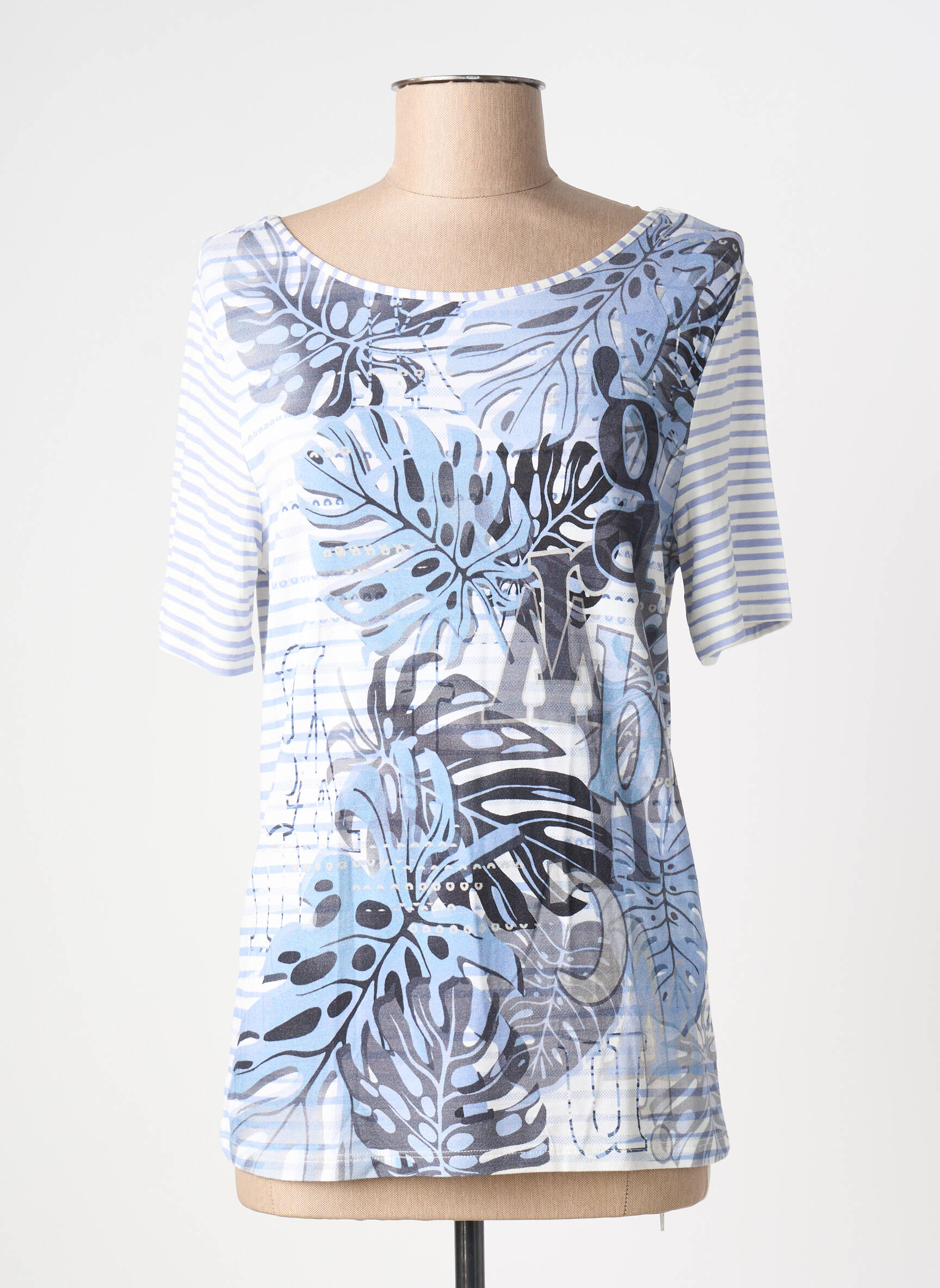 Tricou elasticitate mâneci scurte albastru BARBARA LEBEK femeie
