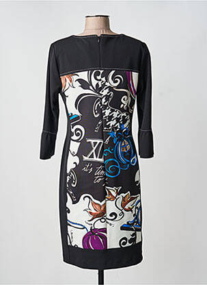 Rochie midi imprimeu fantezie mâneci lungi negru DIVAS femeie