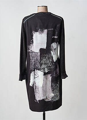 Rochie midi imprimeu fantezie mâneci lungi negru DIVAS femeie