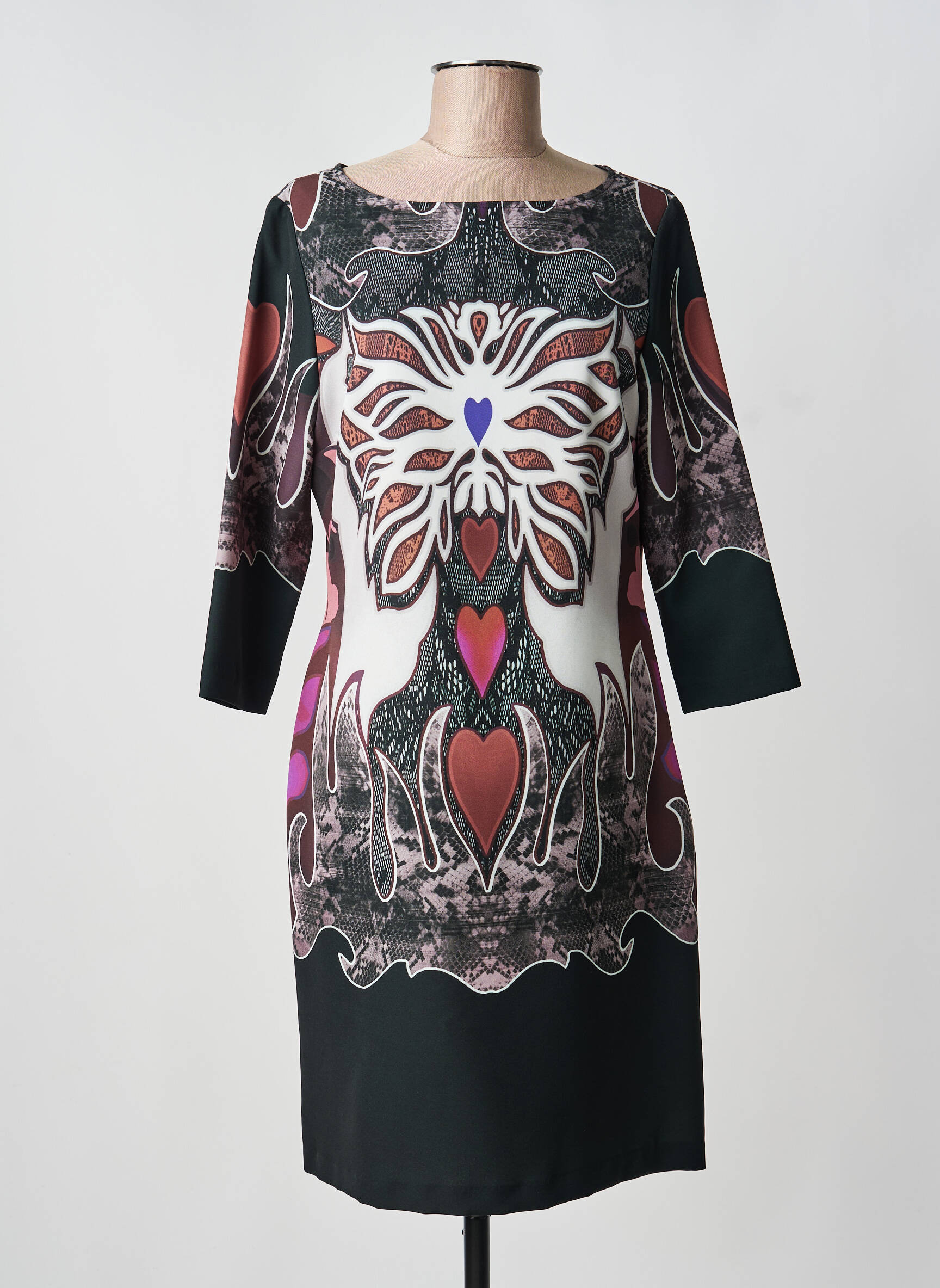 Rochie midi mâneci 3/4 mâneci 3/4 negru DIVAS femeie