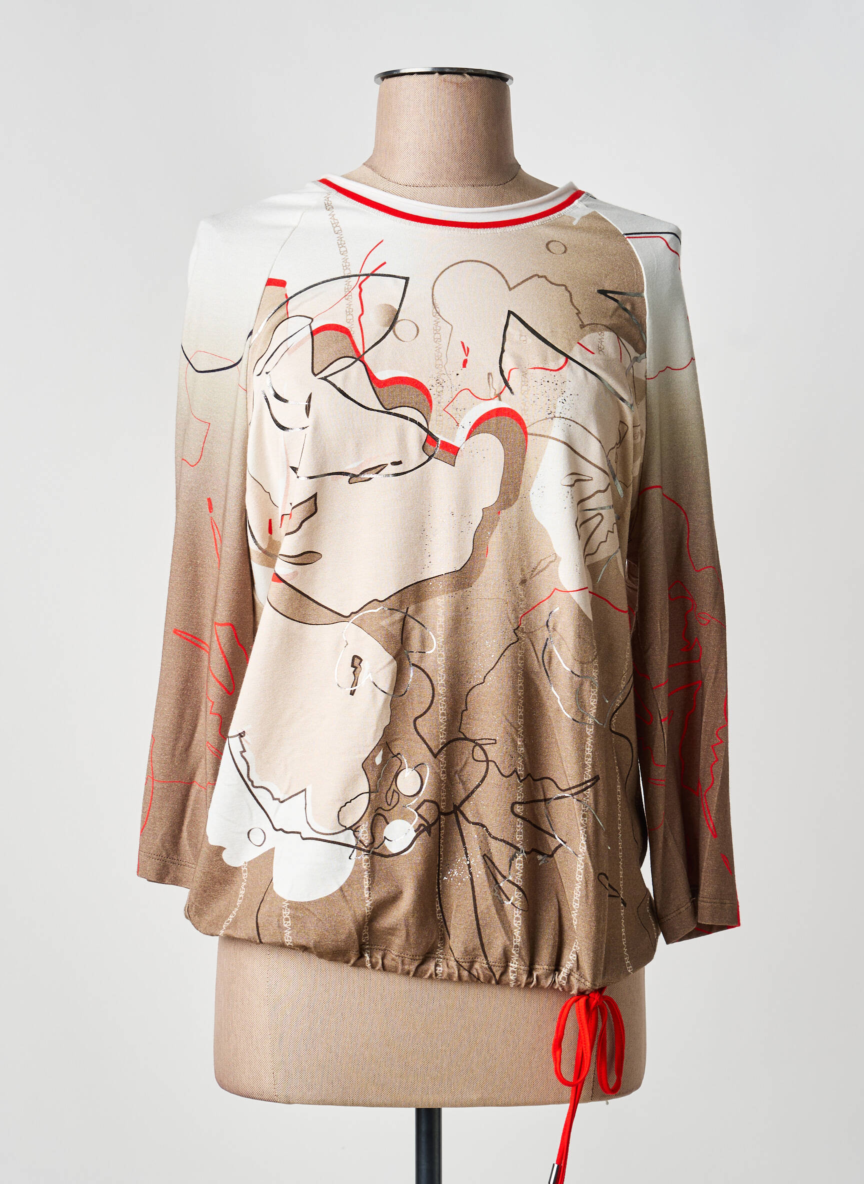 Tricou mâneci 3/4 mâneci 3/4 bej FRANK WALDER femeie