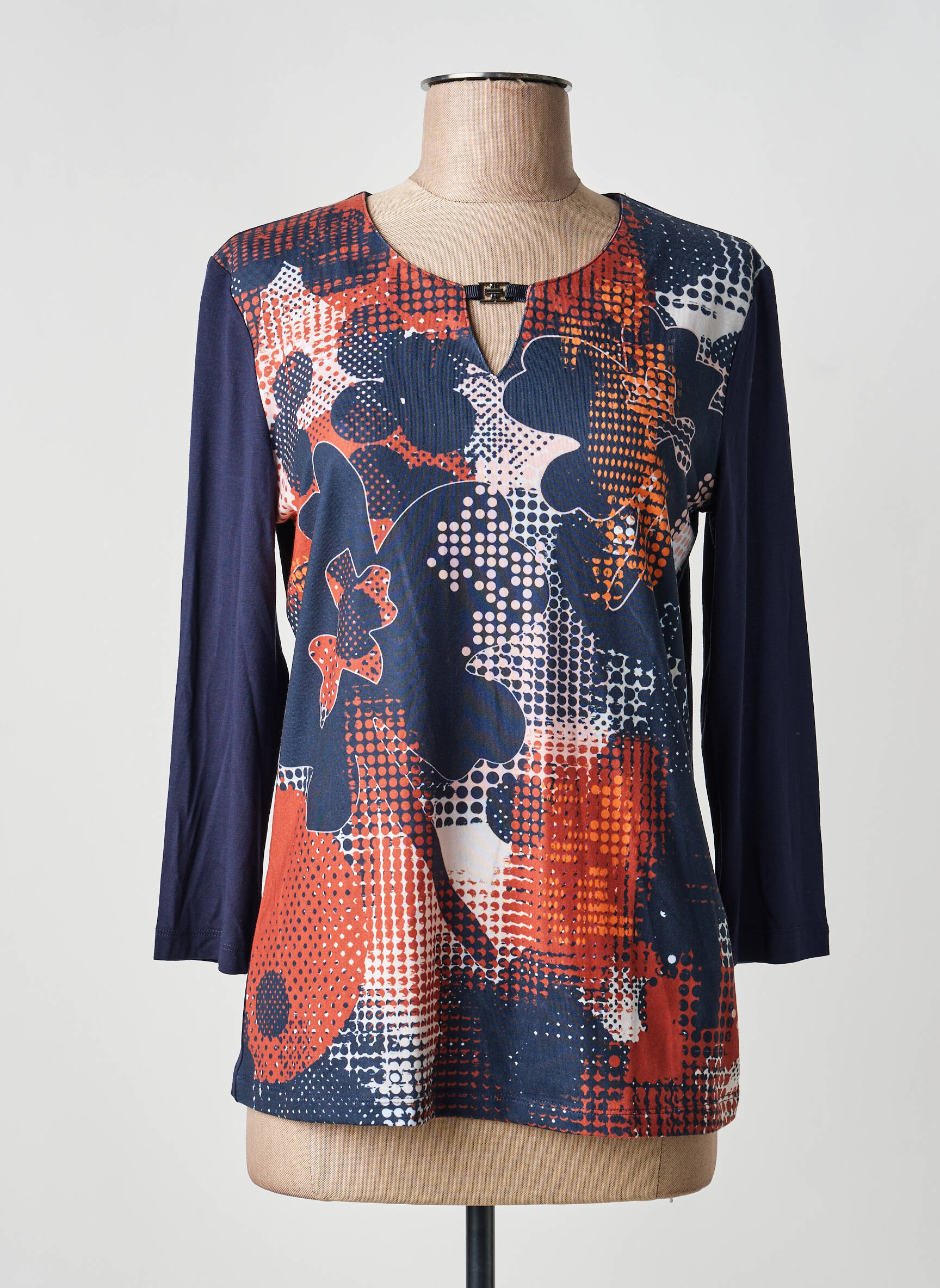 Tricou mâneci 3/4 mâneci 3/4 albastru BARBARA LEBEK femeie