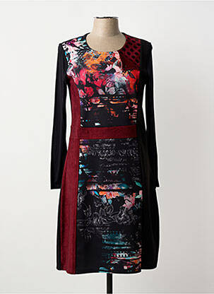 Rochie midi imprimeu fantezie mâneci lungi negru GUY DUBOUIS femeie