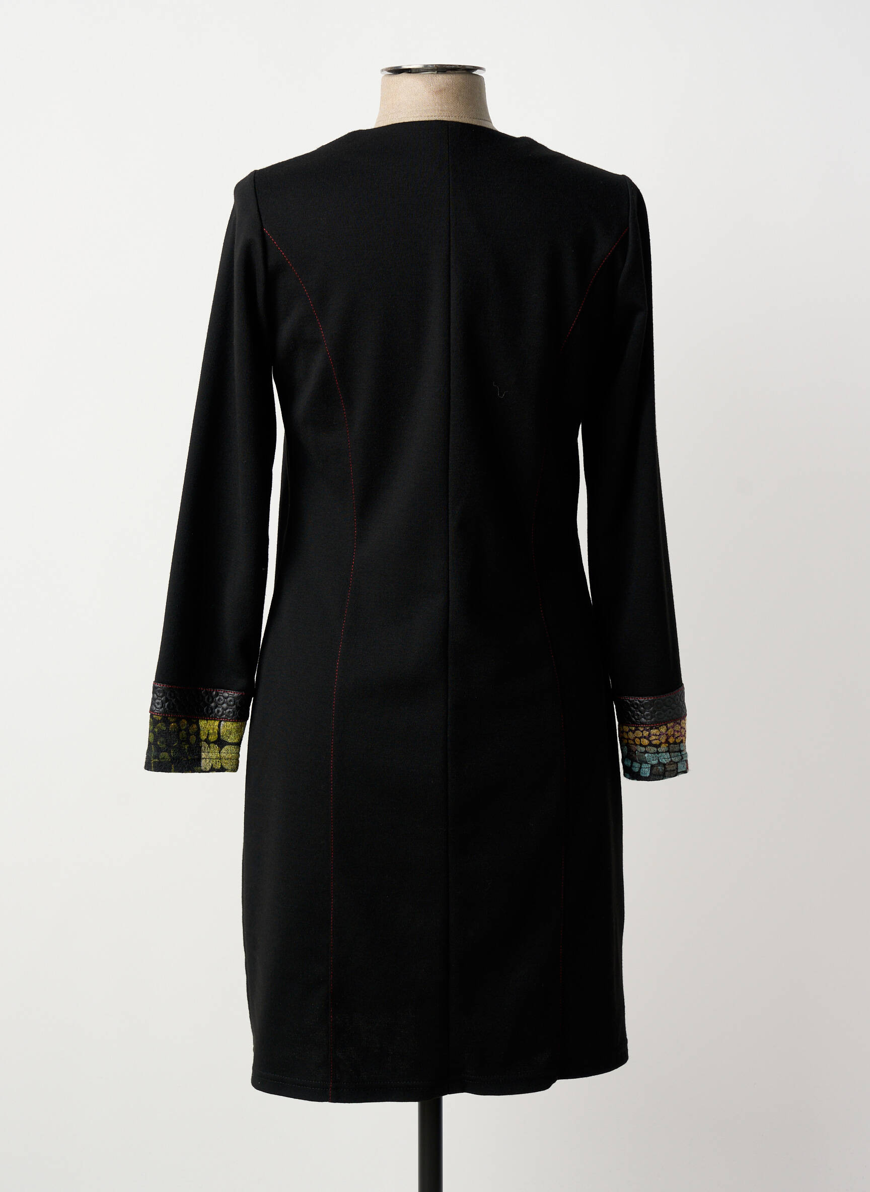 Rochie midi imprimeu fantezie mâneci lungi negru GUY DUBOUIS femeie