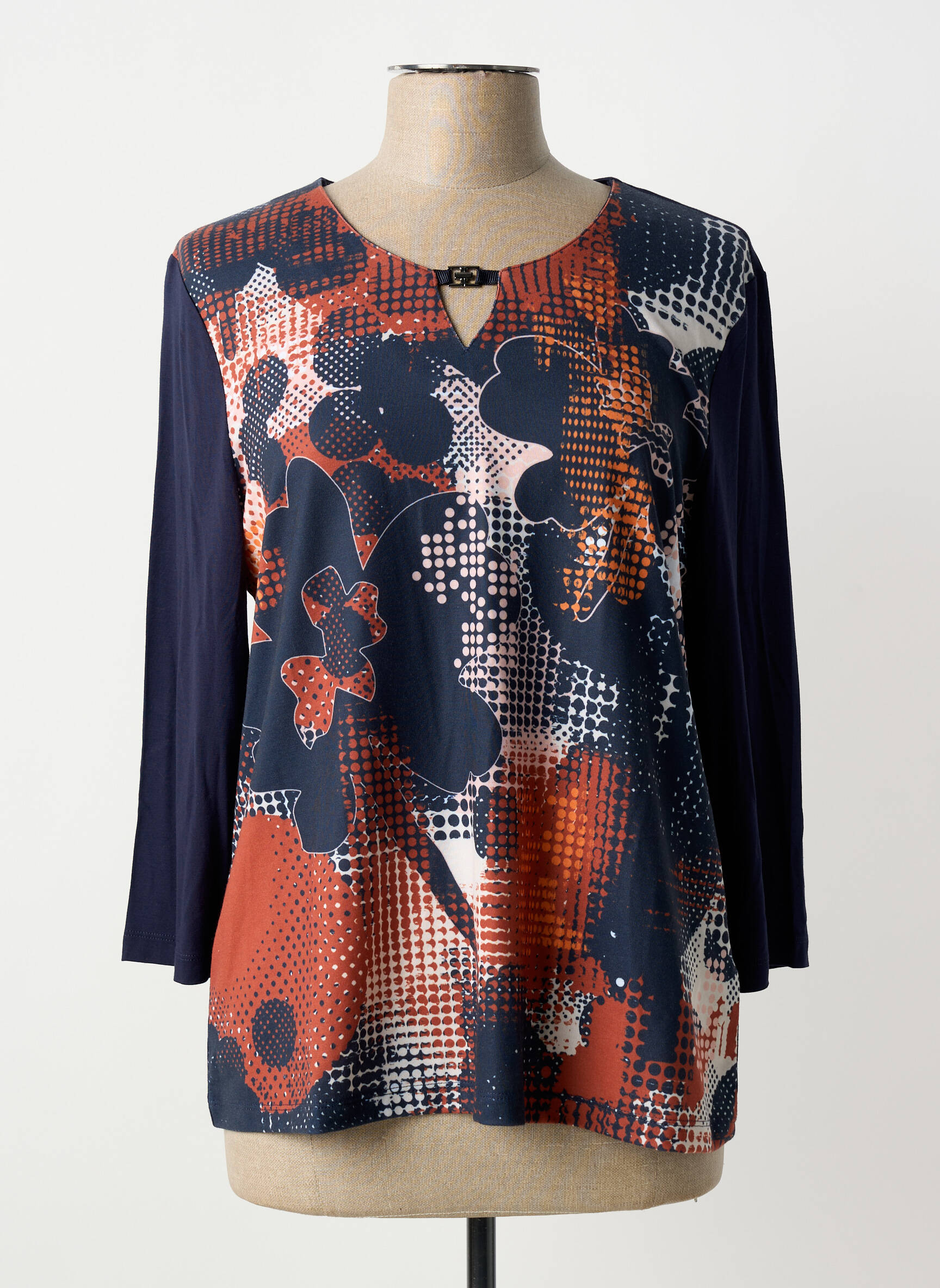 Tricou mâneci 3/4 mâneci 3/4 albastru BARBARA LEBEK femeie