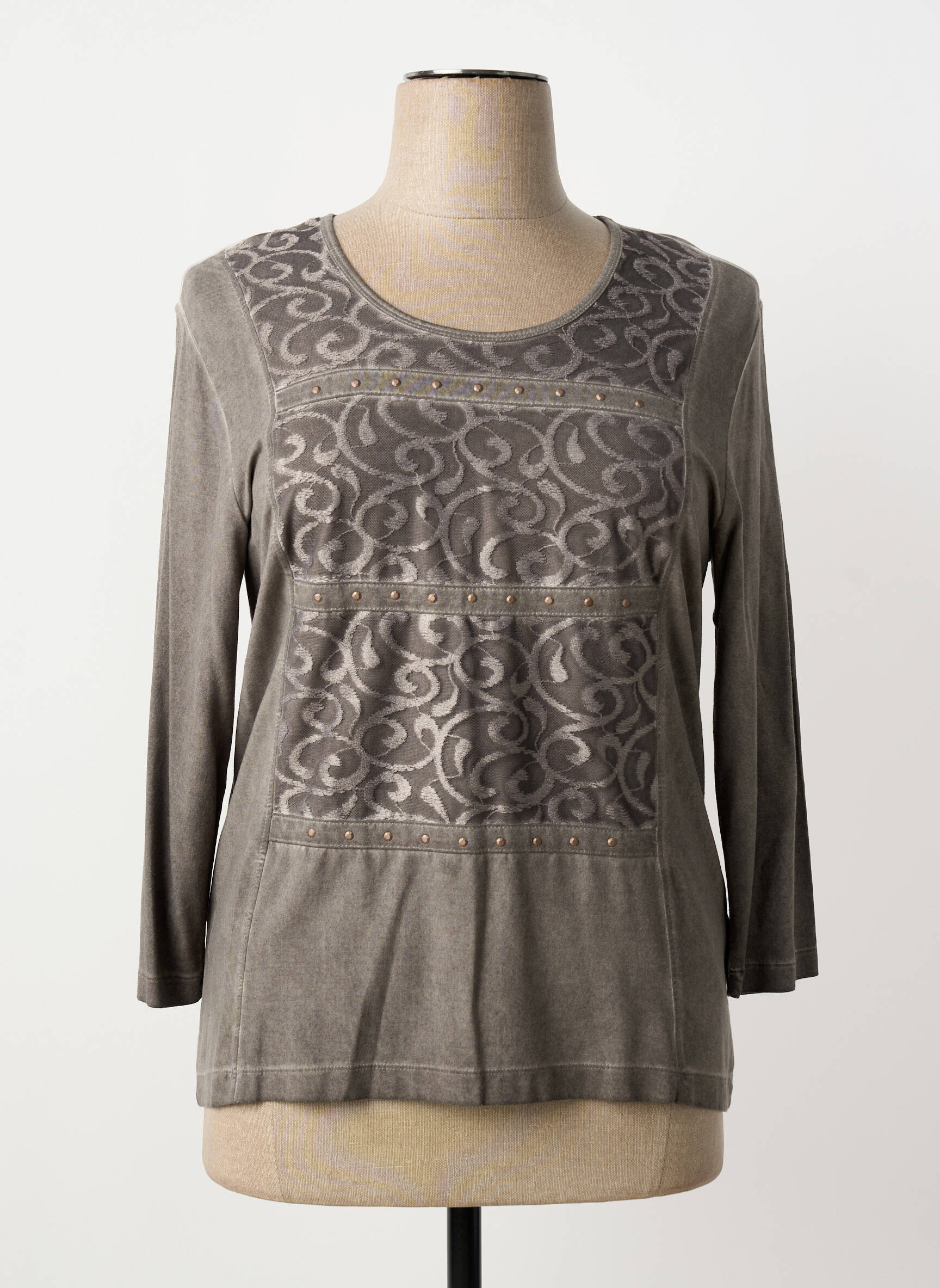 Tricou mâneci 3/4 mâneci 3/4 gri RABE femeie