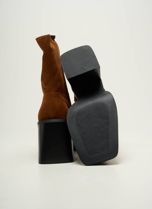 Botine/ghete închidere cu fermoar toc de 7 la 9 cm maro MOONY MOOD femme