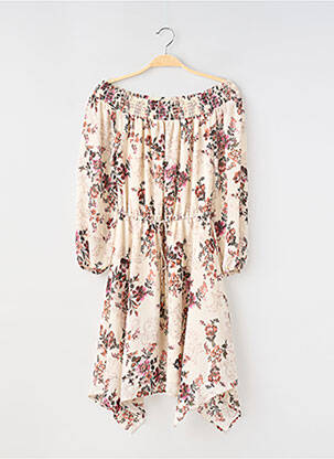 Rochie midi imprimeu floral mâneci lungi bej NEW LOOK femeie