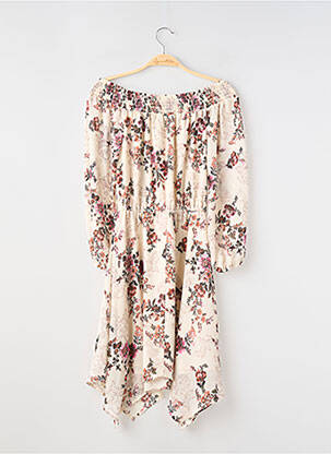 Rochie midi imprimeu floral mâneci lungi bej NEW LOOK femeie