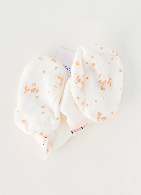 Papuci/pantofi de casă talpă exterioară textilă vârf rotund alb P'TIT BISOU fille