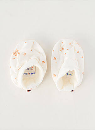 Papuci/pantofi de casă talpă exterioară textilă alb P'TIT BISOU fille