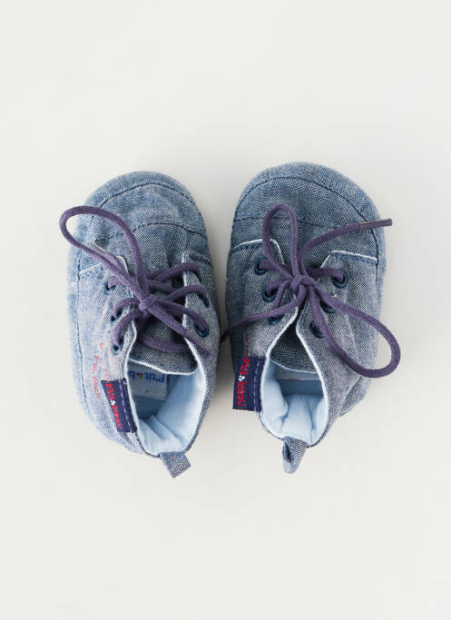 Papuci/pantofi de casă închidere cu șireturi vârf rotund albastru P'TIT BISOU garcon