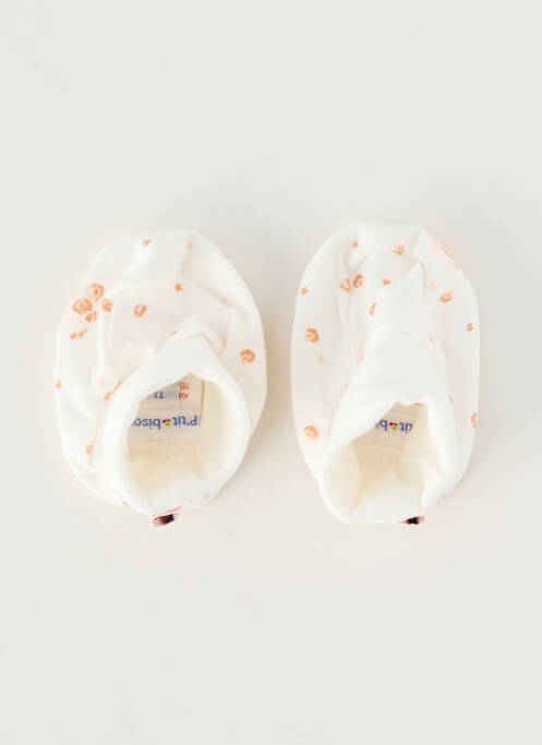 Papuci/pantofi de casă talpă exterioară textilă alb P'TIT BISOU fille