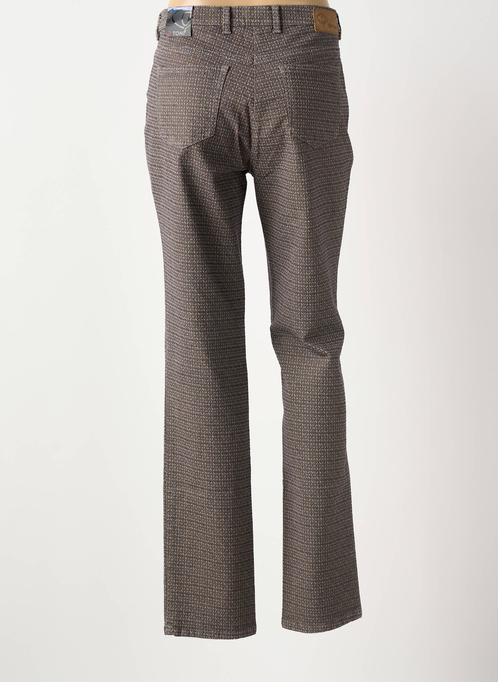 Pantalon slim țesătură poplin mărime normală gri TONI femeie