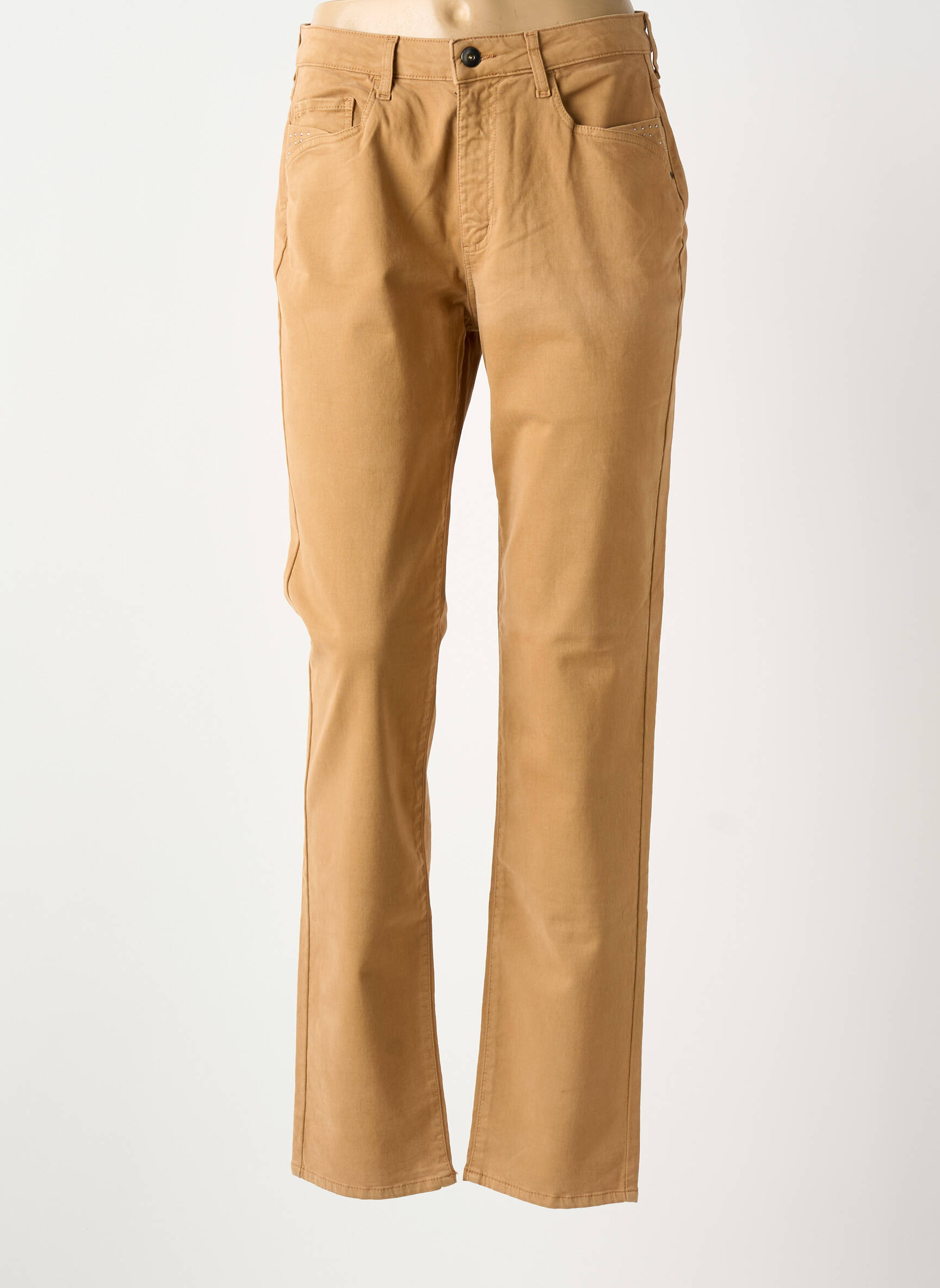 Pantalon slim țesătură poplin mărime normală bej GUY DUBOUIS femeie