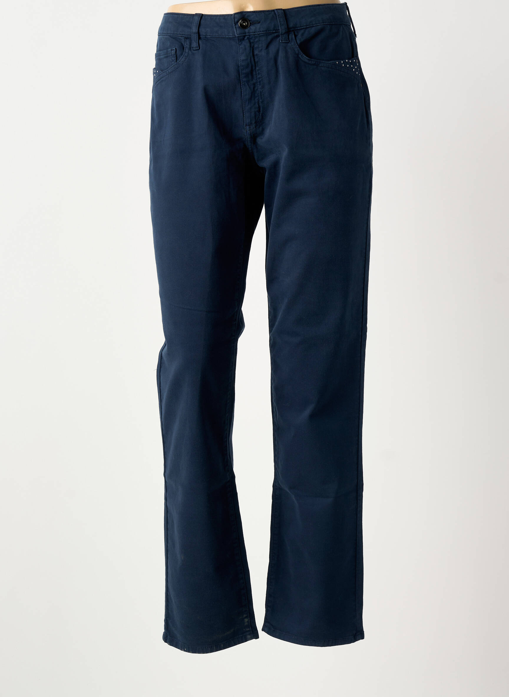 Pantalon slim țesătură poplin mărime normală albastru GUY DUBOUIS femeie
