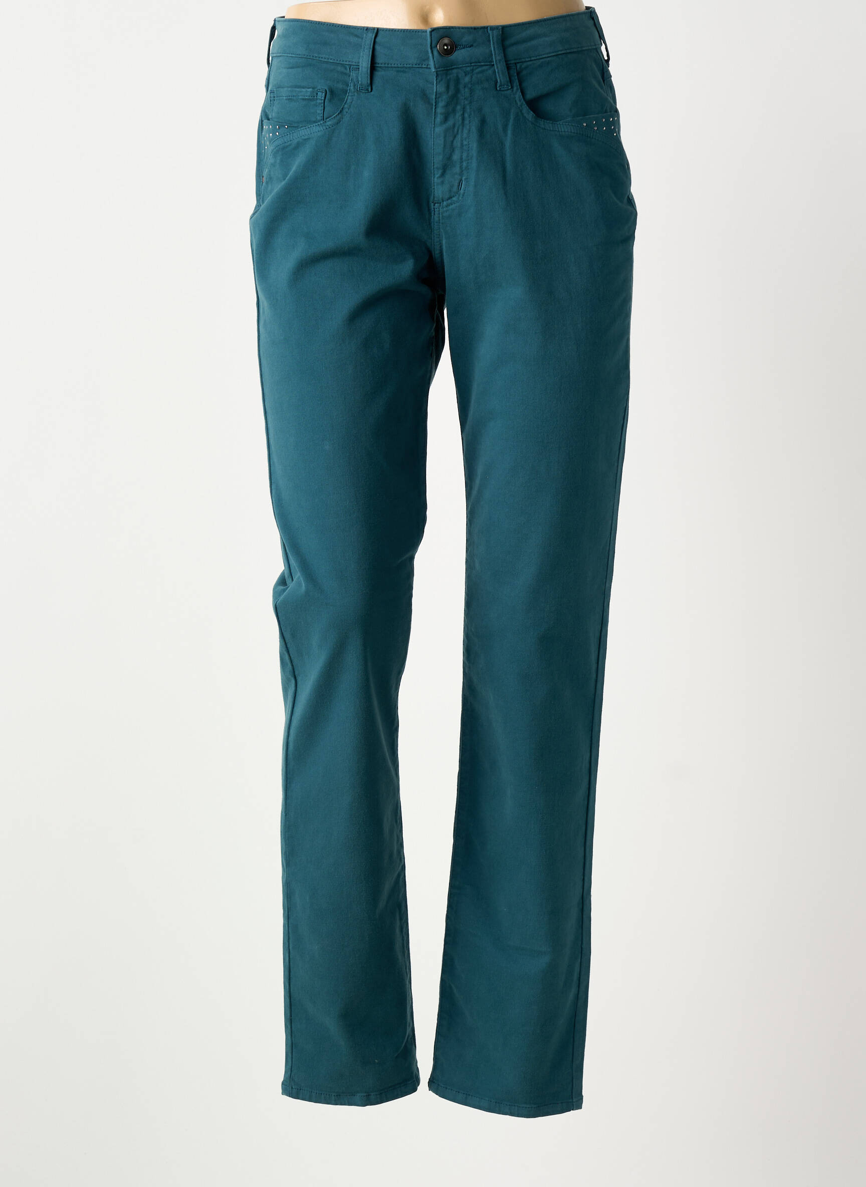 Pantalon slim țesătură poplin mărime normală verde GUY DUBOUIS femeie