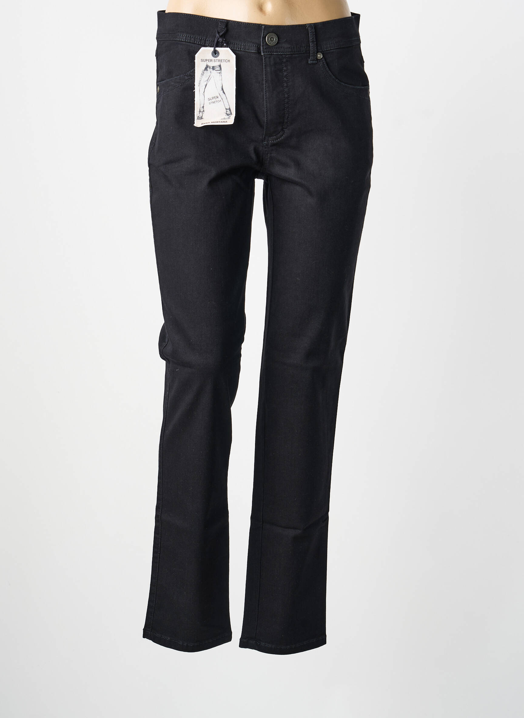 Pantalon slim elasticitate mărime normală negru ANNA MONTANA femeie