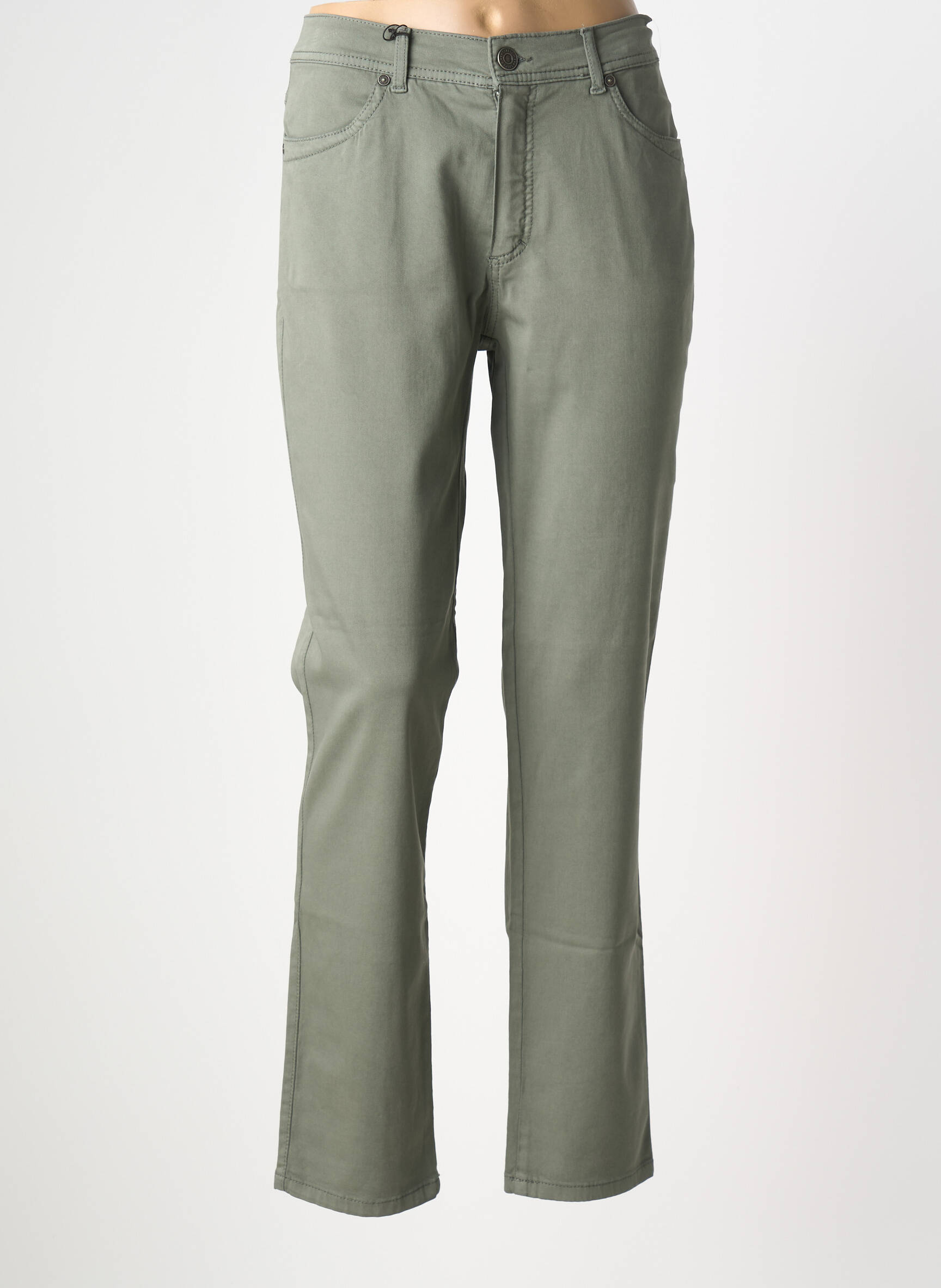 Pantalon slim țesătură poplin mărime normală verde ANNA MONTANA femeie