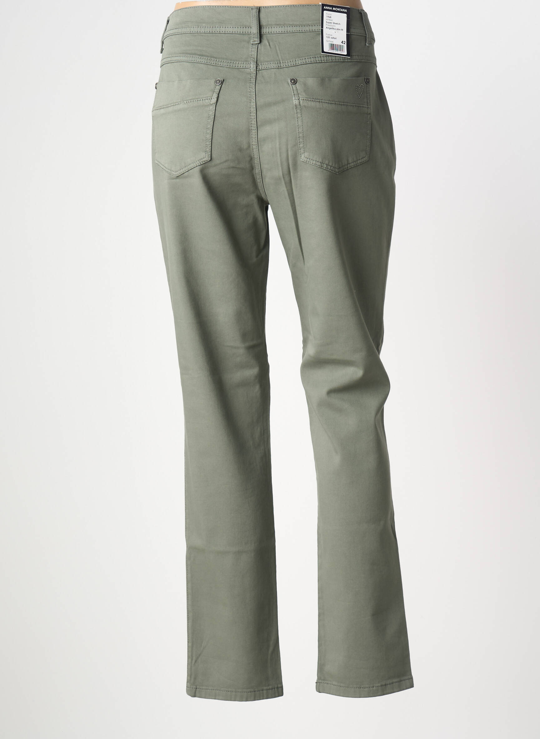Pantalon slim țesătură poplin mărime normală verde ANNA MONTANA femeie
