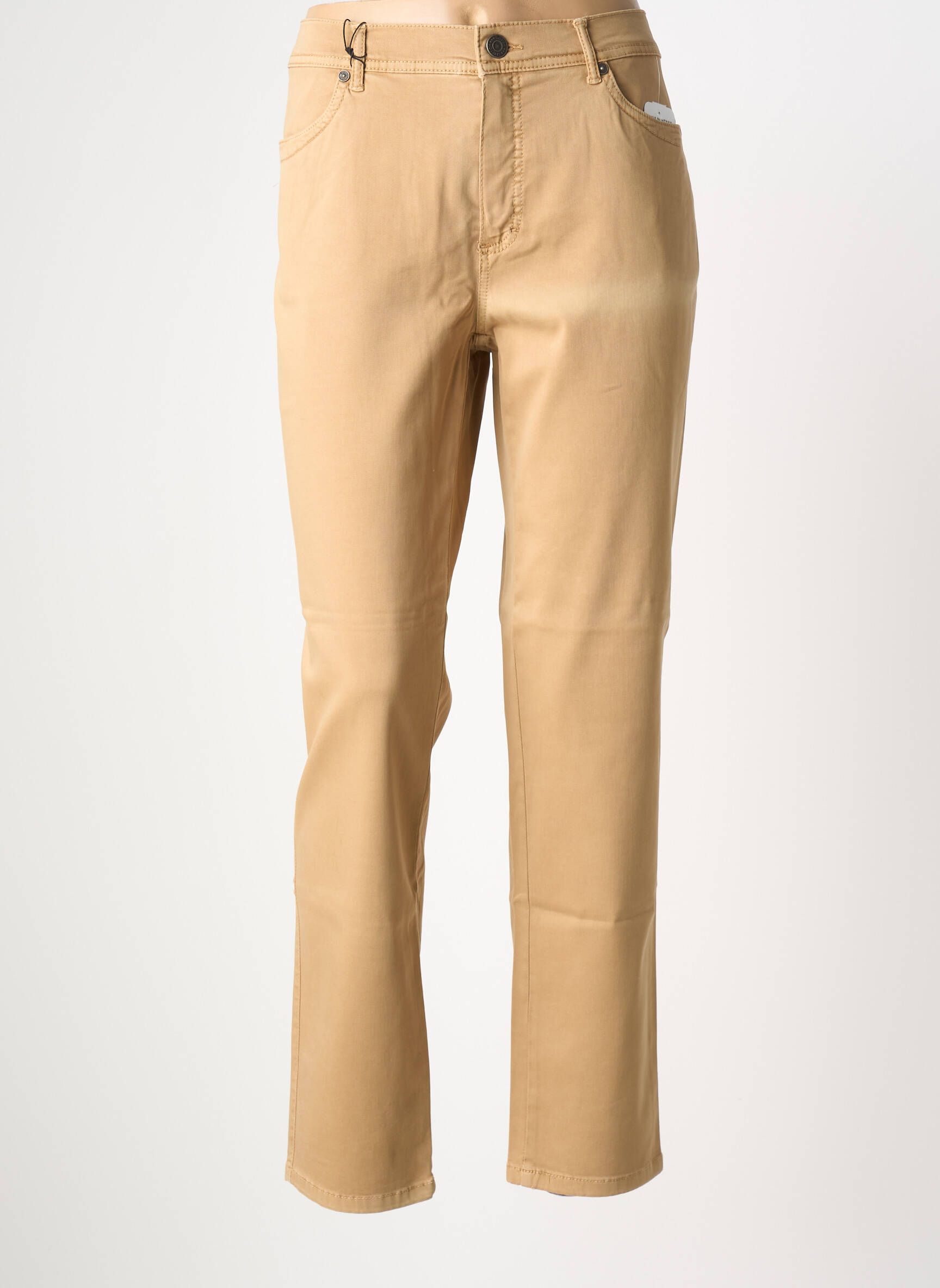 Pantalon slim țesătură poplin mărime normală bej ANNA MONTANA femeie