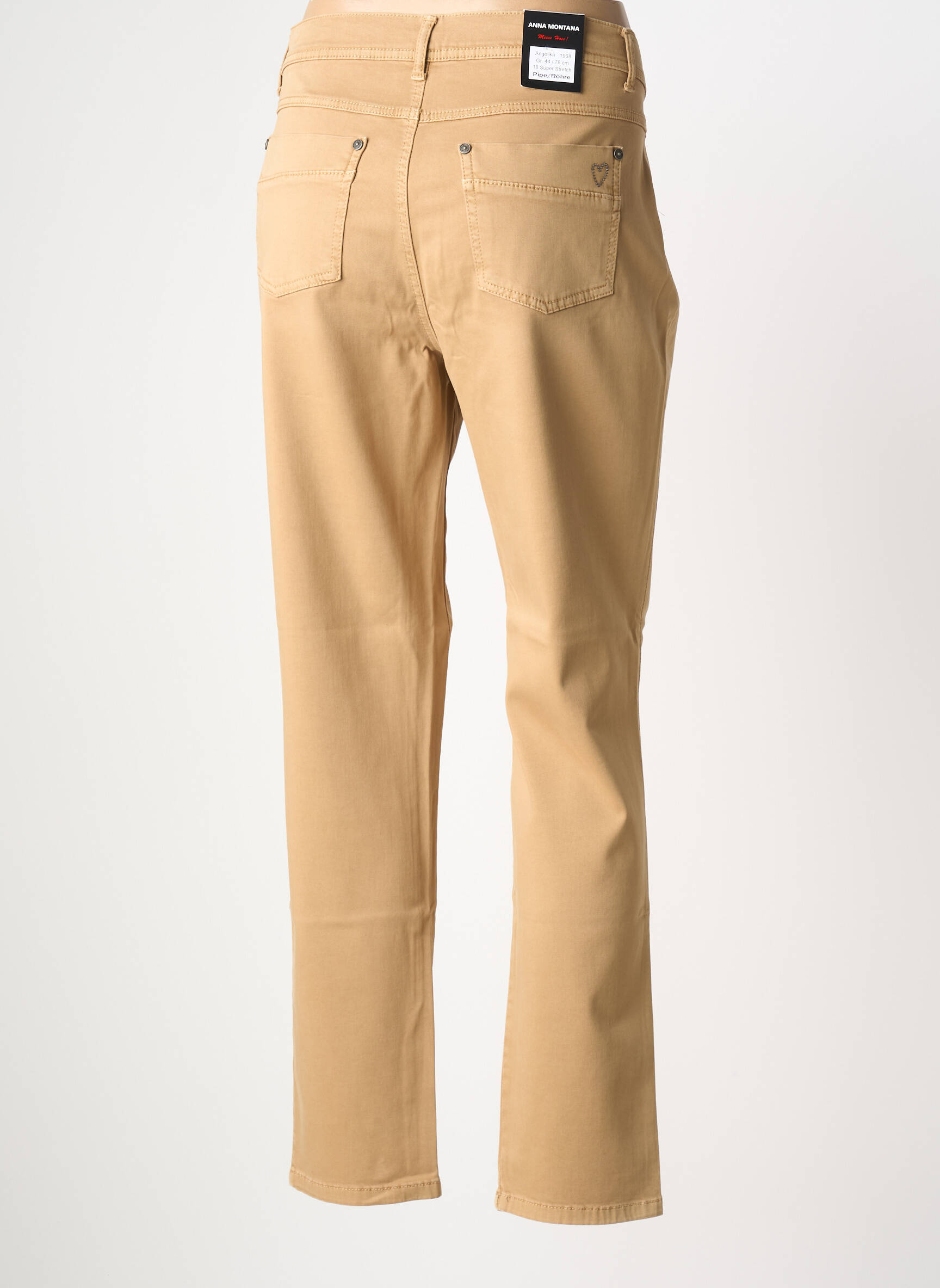Pantalon slim țesătură poplin mărime normală bej ANNA MONTANA femeie