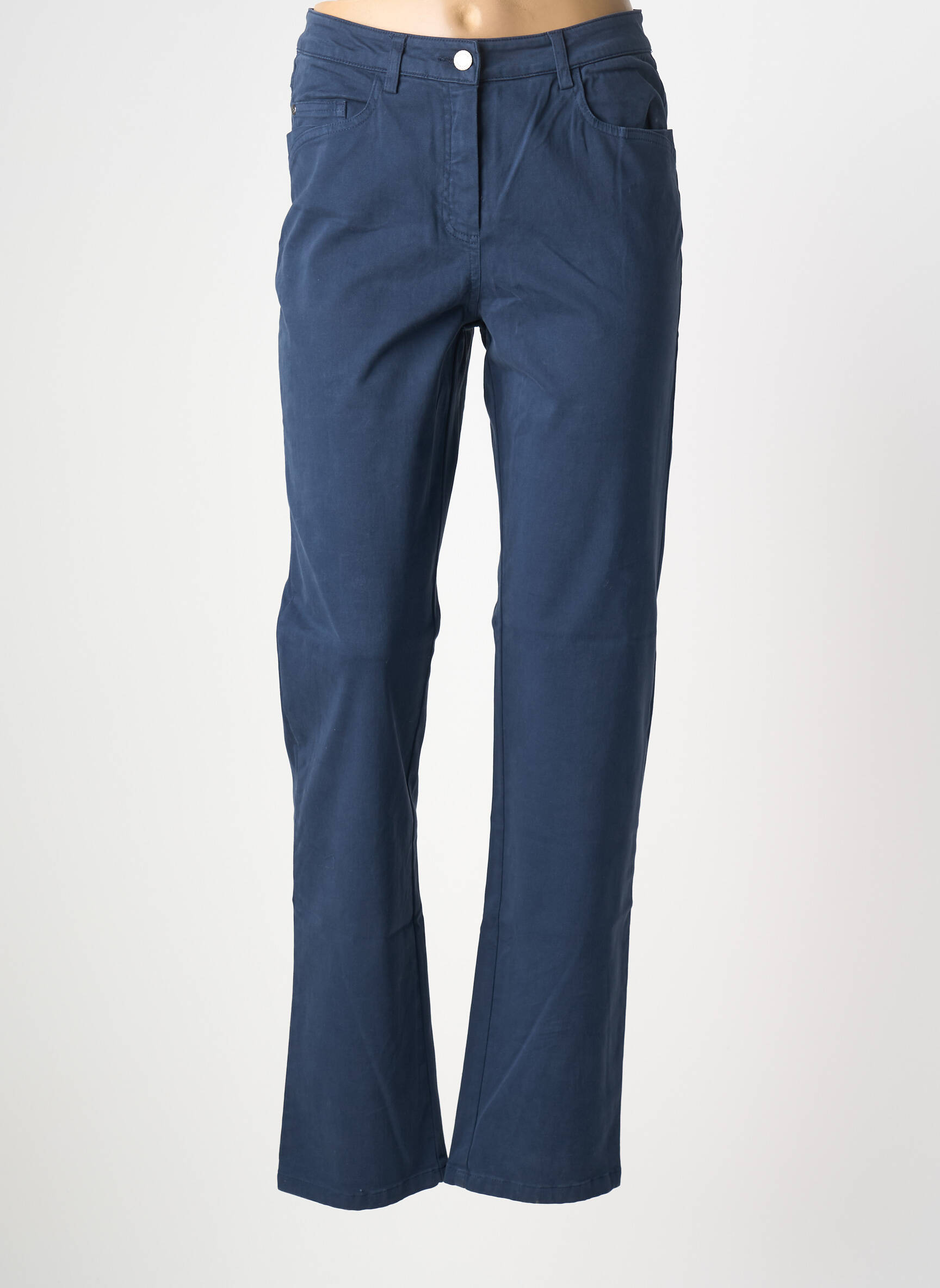 Pantalon slim țesătură poplin mărime normală albastru GUY DUBOUIS femeie