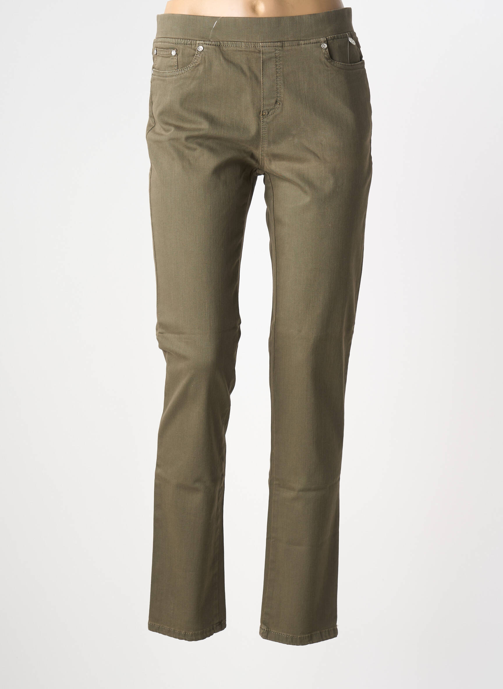 Pantalon slim talie elastică mărime normală verde ANNA MONTANA femeie