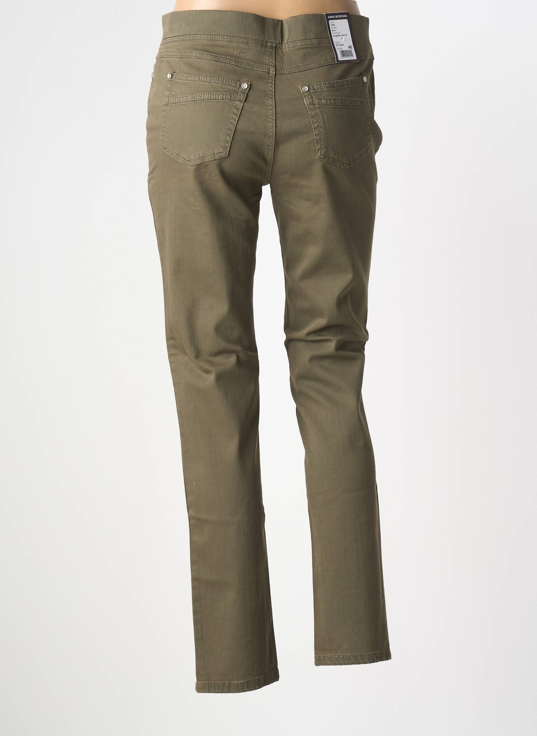 Pantalon slim talie elastică mărime normală verde ANNA MONTANA femeie