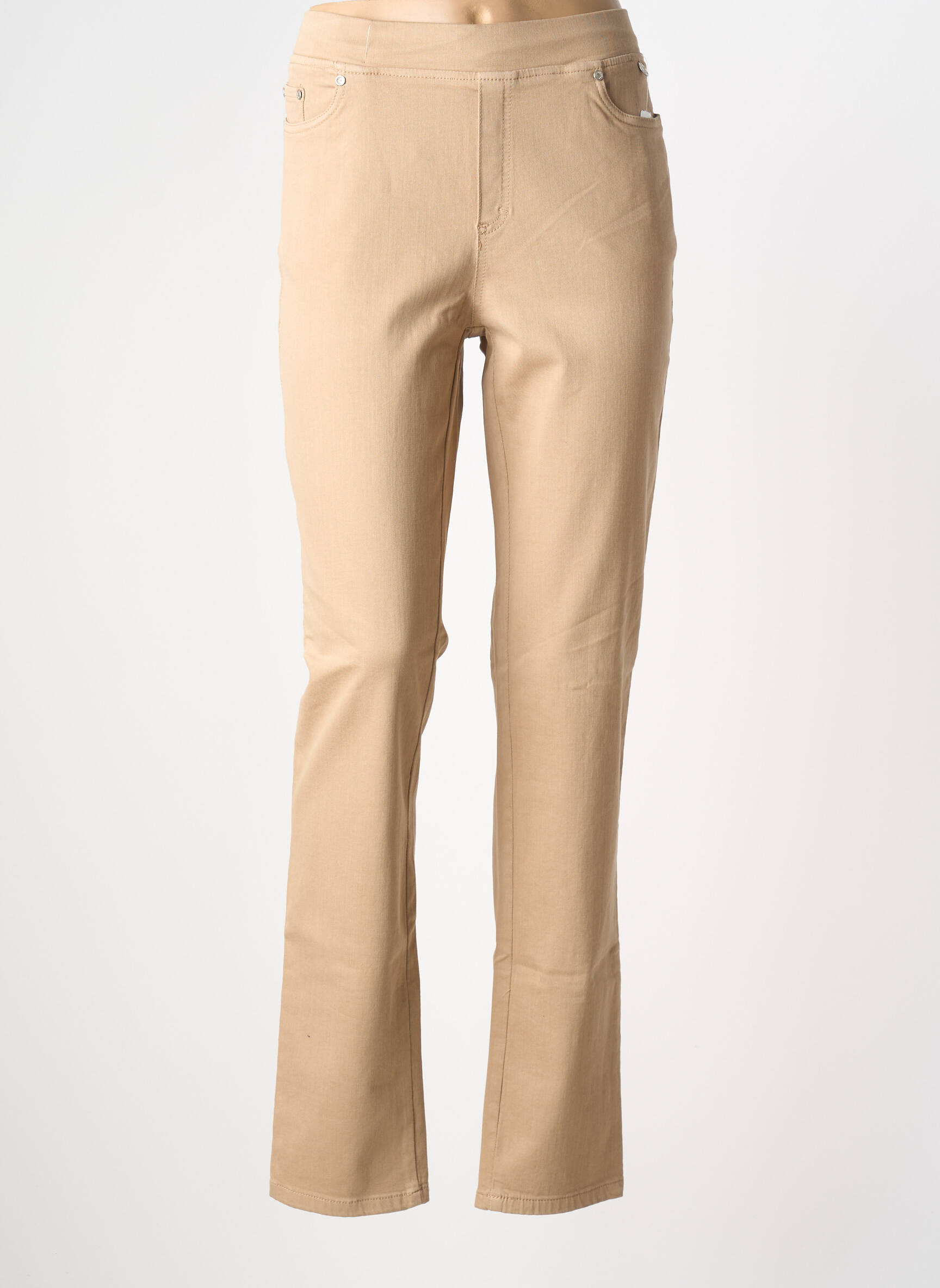Pantalon slim talie elastică mărime normală bej ANNA MONTANA femeie