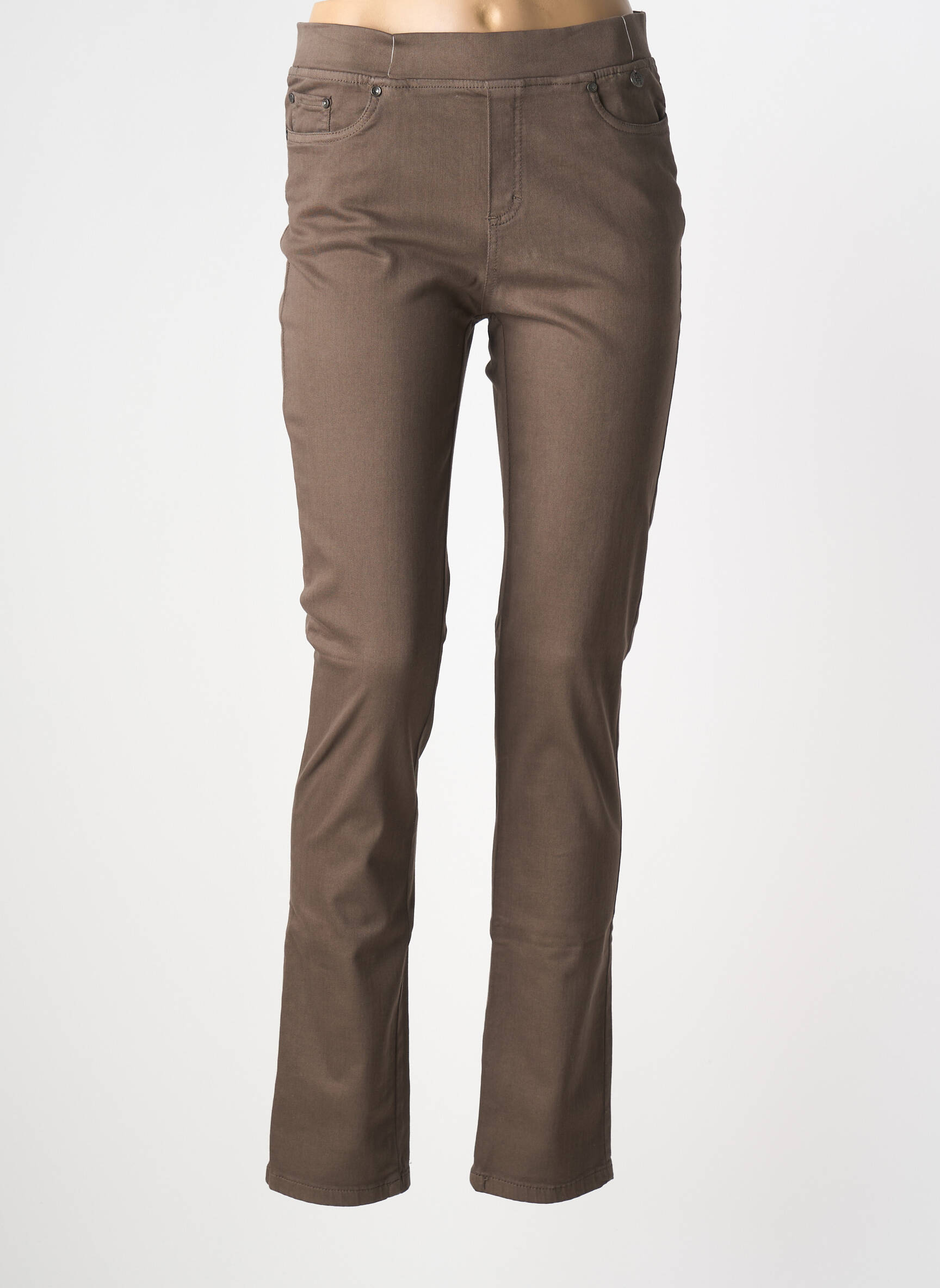 Pantalon slim talie elastică mărime normală maro ANNA MONTANA femeie